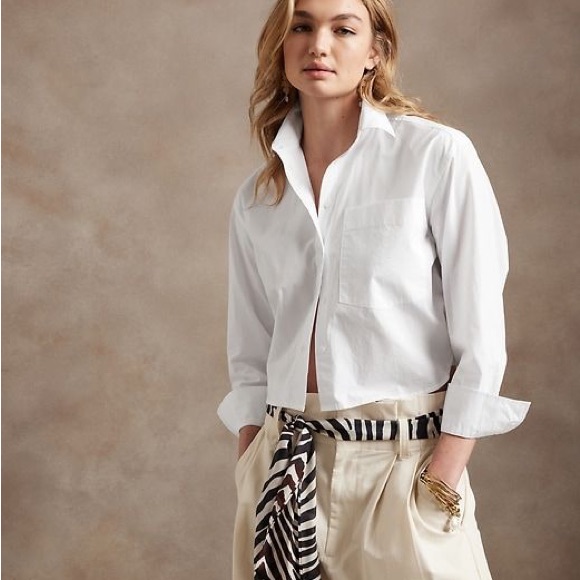 Nwt Banana Republic The Boxy Crop Shirt - Small
